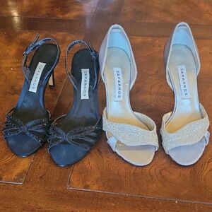 Two Pairs of Caparros Women's Black and Silver Heels 7 1/2